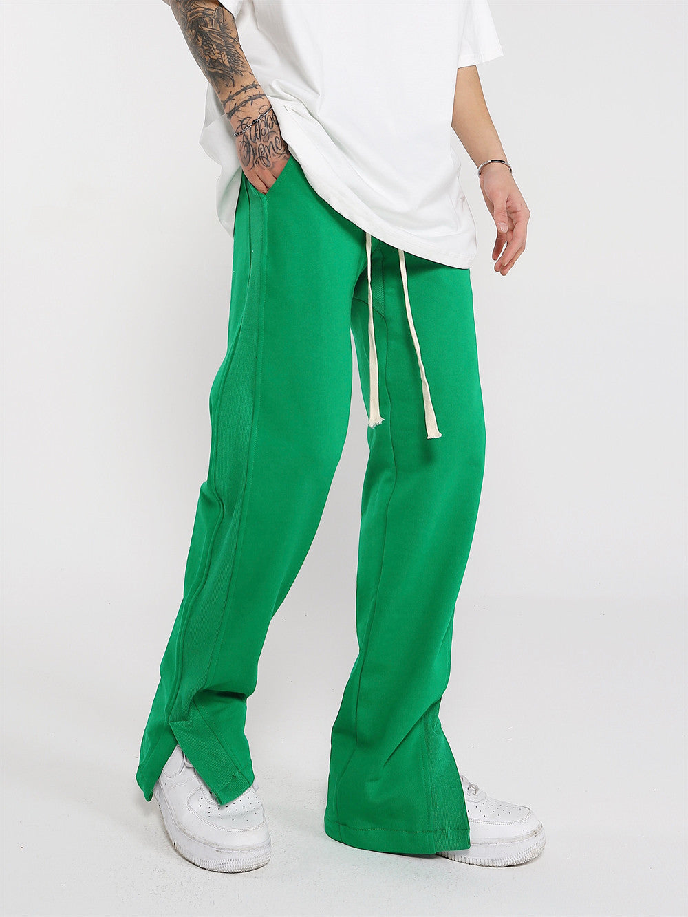 Solid Color Trousers Split Casual Sweatpants